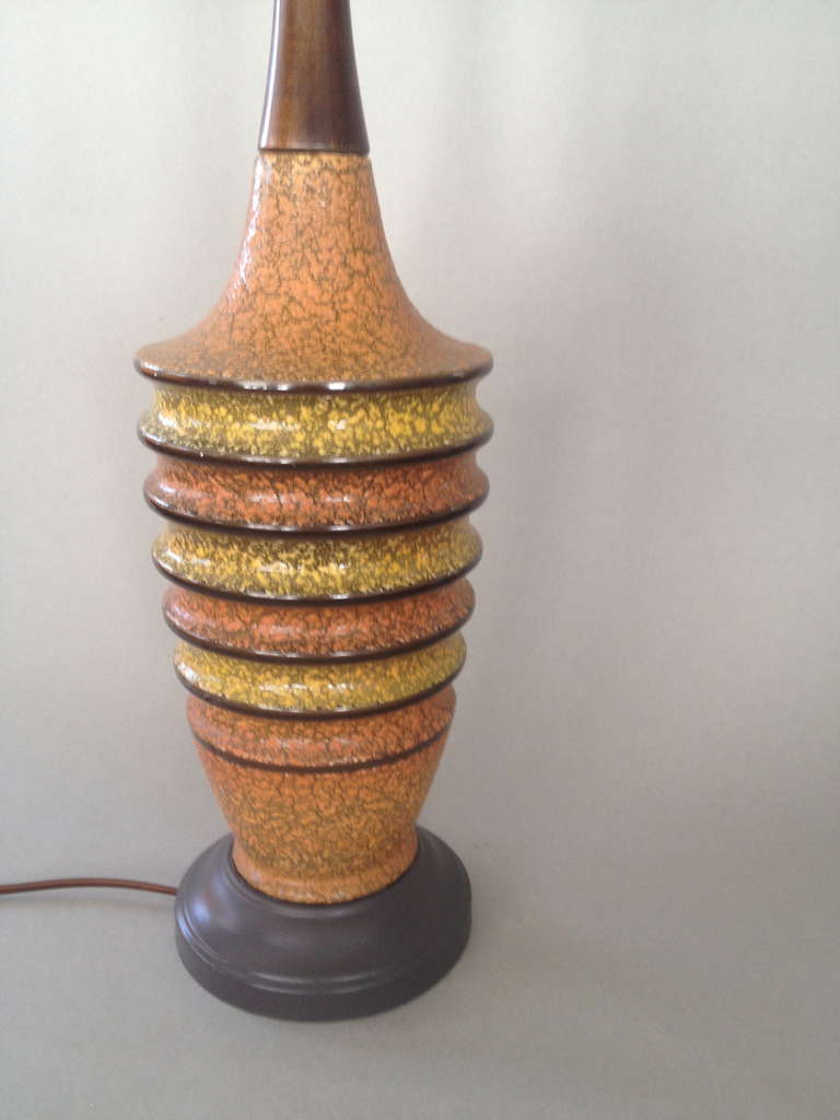 Ribbed and Speckled Bottle Form Lamp In Excellent Condition For Sale In Woodstock, NY