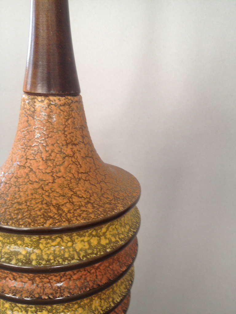 Mid-20th Century Ribbed and Speckled Bottle Form Lamp For Sale