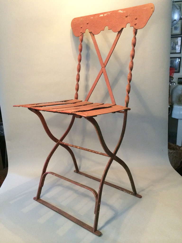 A Pair of French Iron Garden Chairs