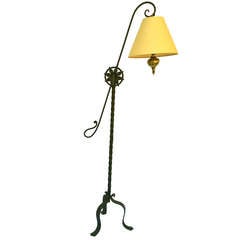 Antique Articulating Wrought Iron Floor Lamp