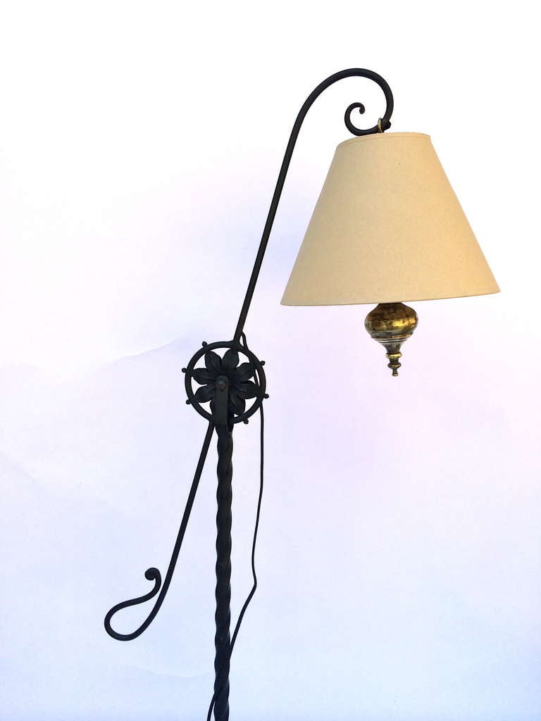 20th Century Articulating Wrought Iron Floor Lamp
