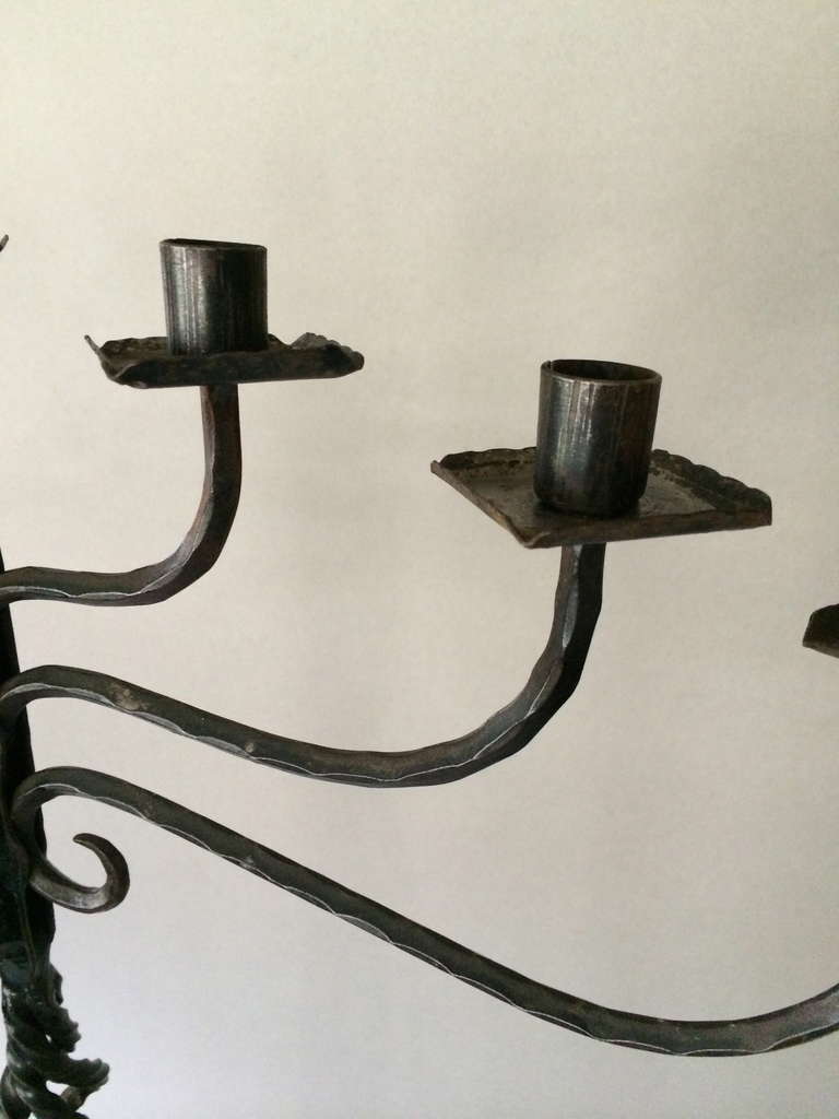 Swedish Seven-Light Hand-Forged Iron Candelabra For Sale 3