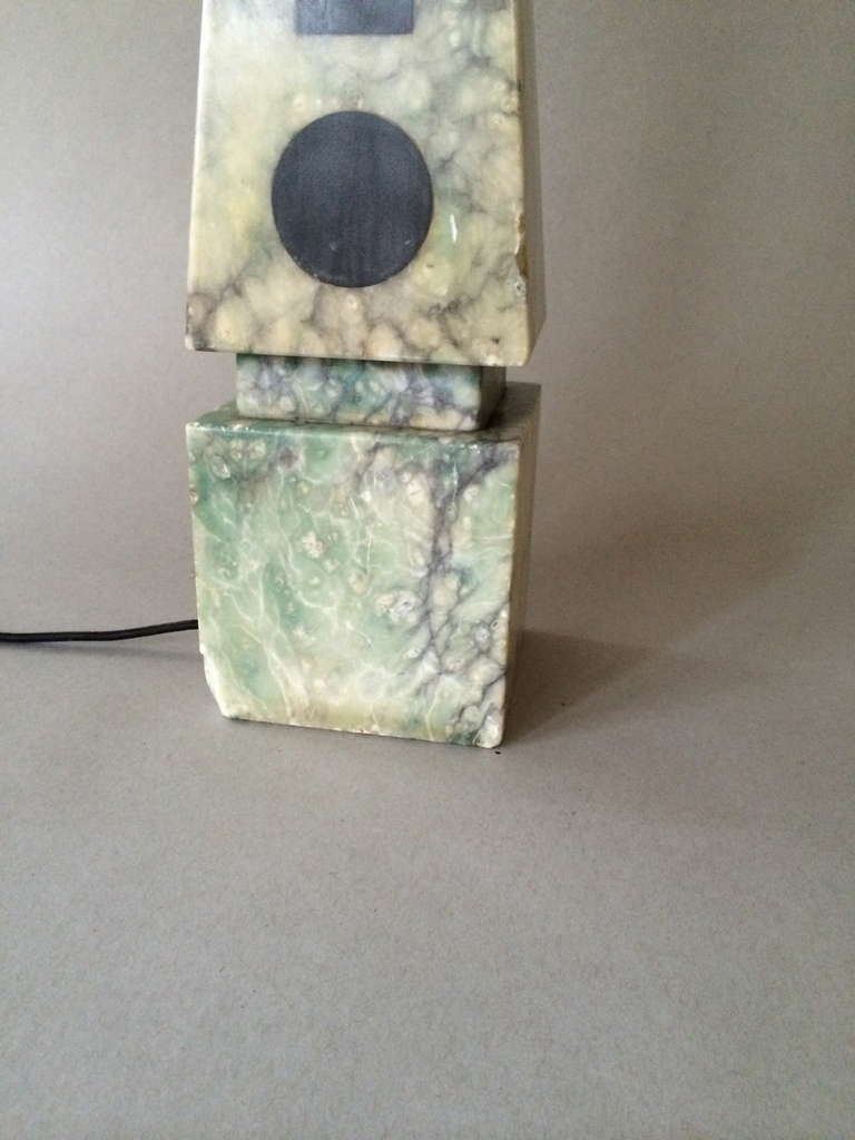 Egyptian Marble Obelisk Table Lamp