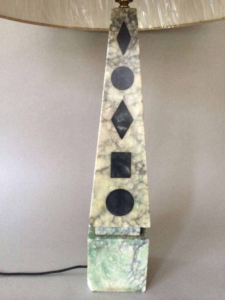 Marble Obelisk Table Lamp In Good Condition In Woodstock, NY