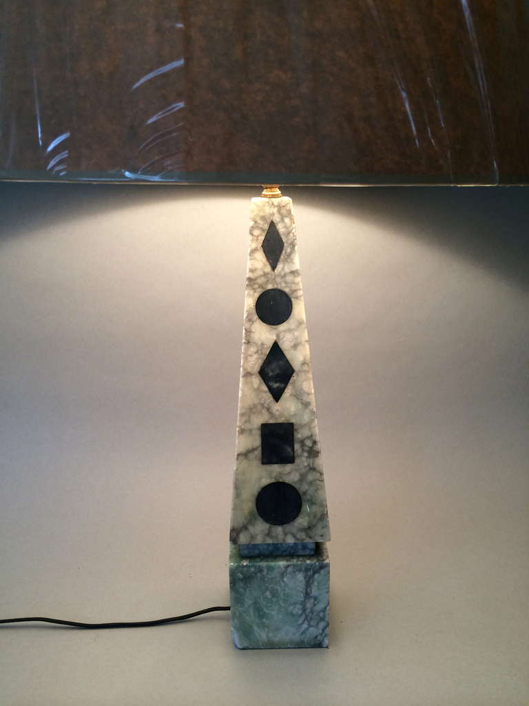 Brass Marble Obelisk Table Lamp