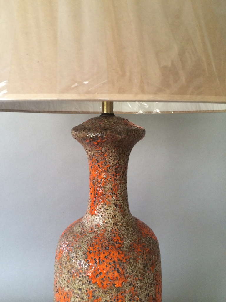 Modern Tall Lava Glazed Pottery Lamp For Sale