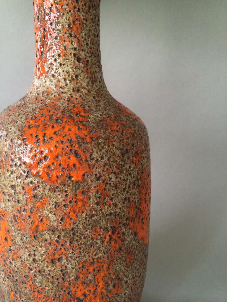 Italian Tall Lava Glazed Pottery Lamp For Sale