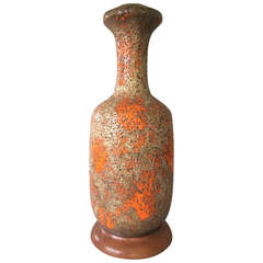 Vintage Tall Lava Glazed Pottery Lamp