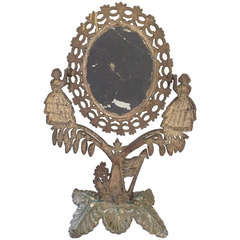 Antique Table Top American Folk Mirror