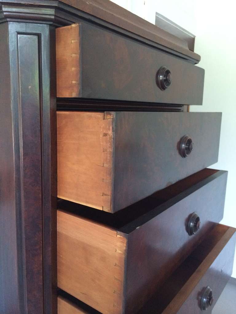 American Mahogany Tall Chest For Sale