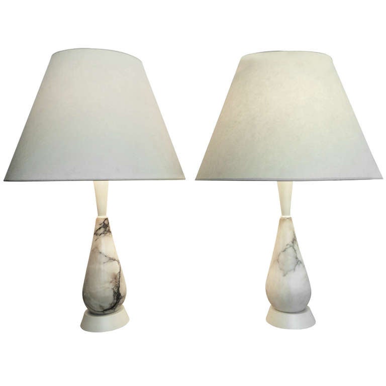 Pear shaped Italian Marble lamps For Sale