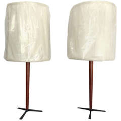 Teak and Iron Table Lamps