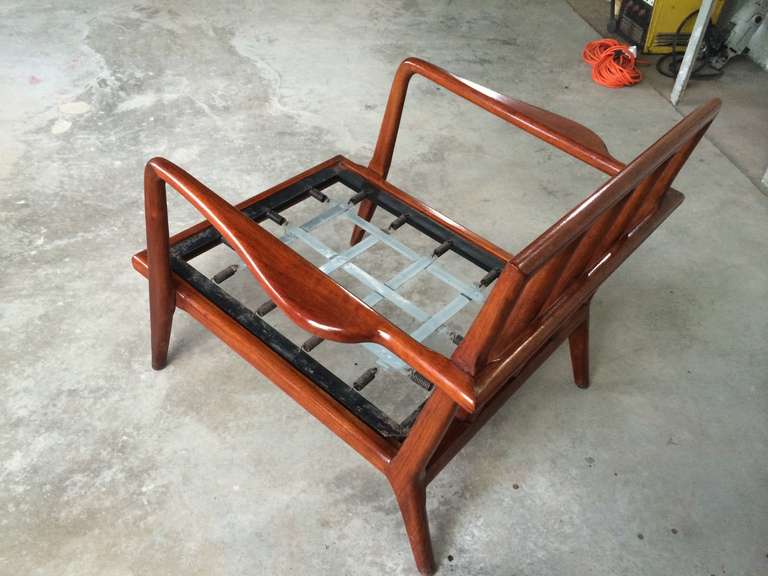 Italian Walnut Lounge Chair In Excellent Condition For Sale In Woodstock, NY