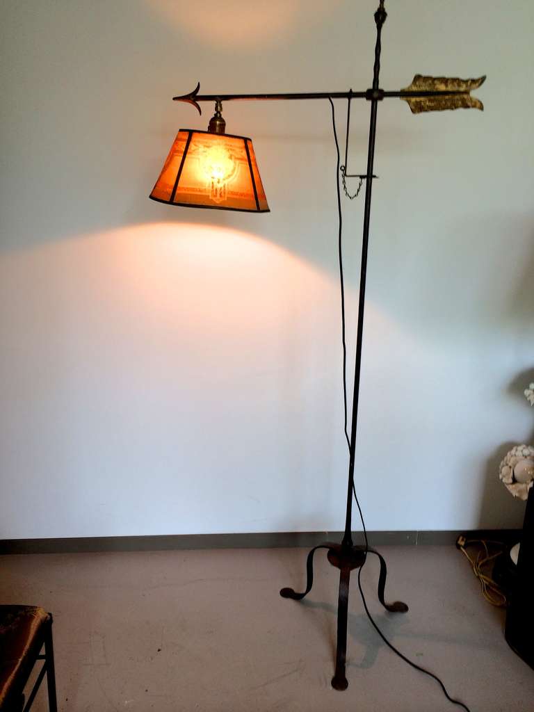 Gilded Arrow Floor Lamp In Excellent Condition In Woodstock, NY