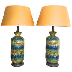 Vintage Glazed Bottle Form Lamps