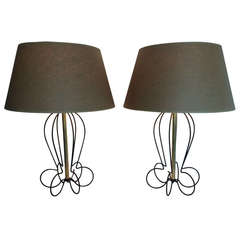 Open Form Iron and Brass Lamps