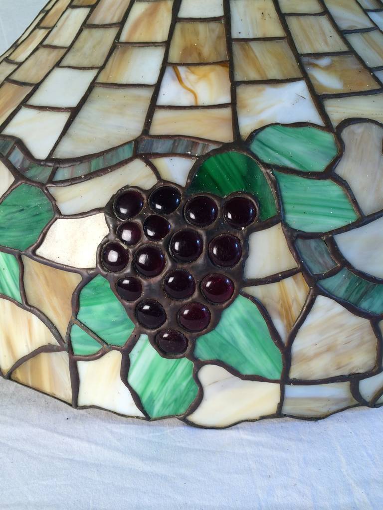 American Craftsman Leaded Glass Hanging Fixture For Sale