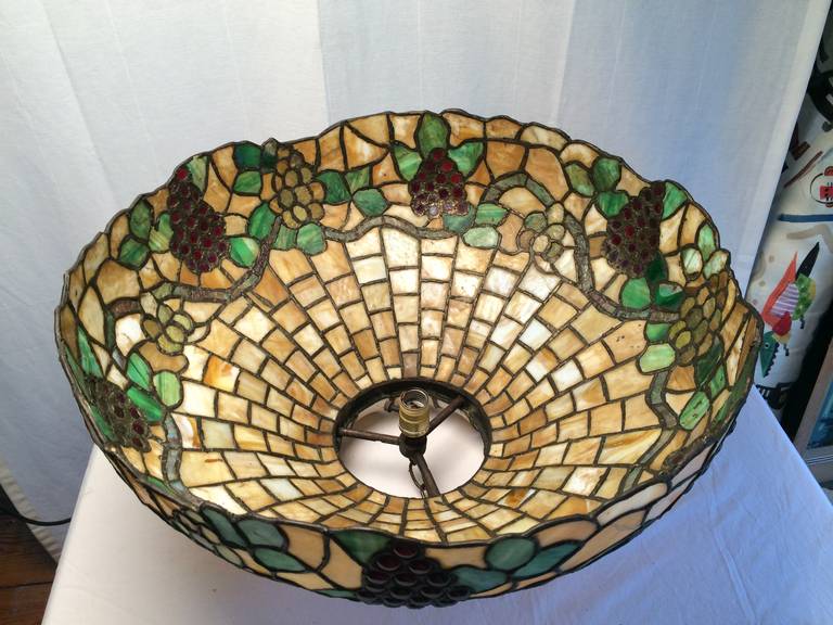 20th Century Leaded Glass Hanging Fixture For Sale
