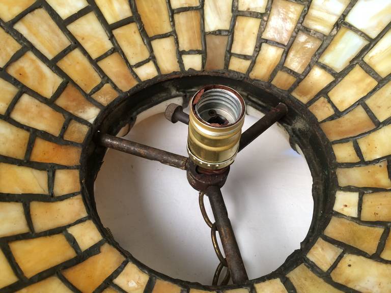 Leaded Glass Hanging Fixture For Sale 1