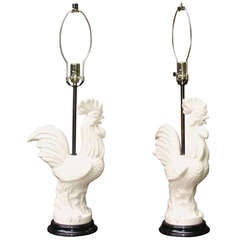 Vintage Porcelain Rooster Lamps