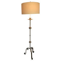 1940s French Floor Lamp with Gilt Surface