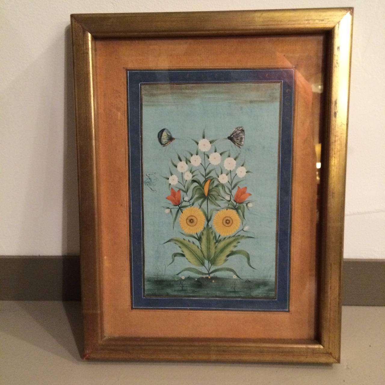 19th Century Persian Floral Miniatures For Sale