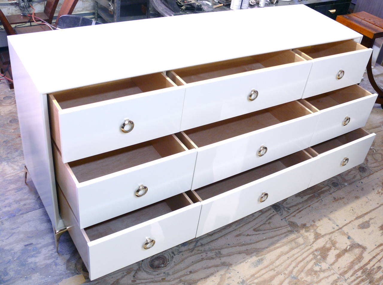 Brass CF MODERN Custom Nine-Drawer Stiletto Dresser For Sale