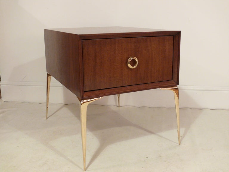 Mid-Century Modern Pair of Stiletto End Tables in Natural Walnut For Sale