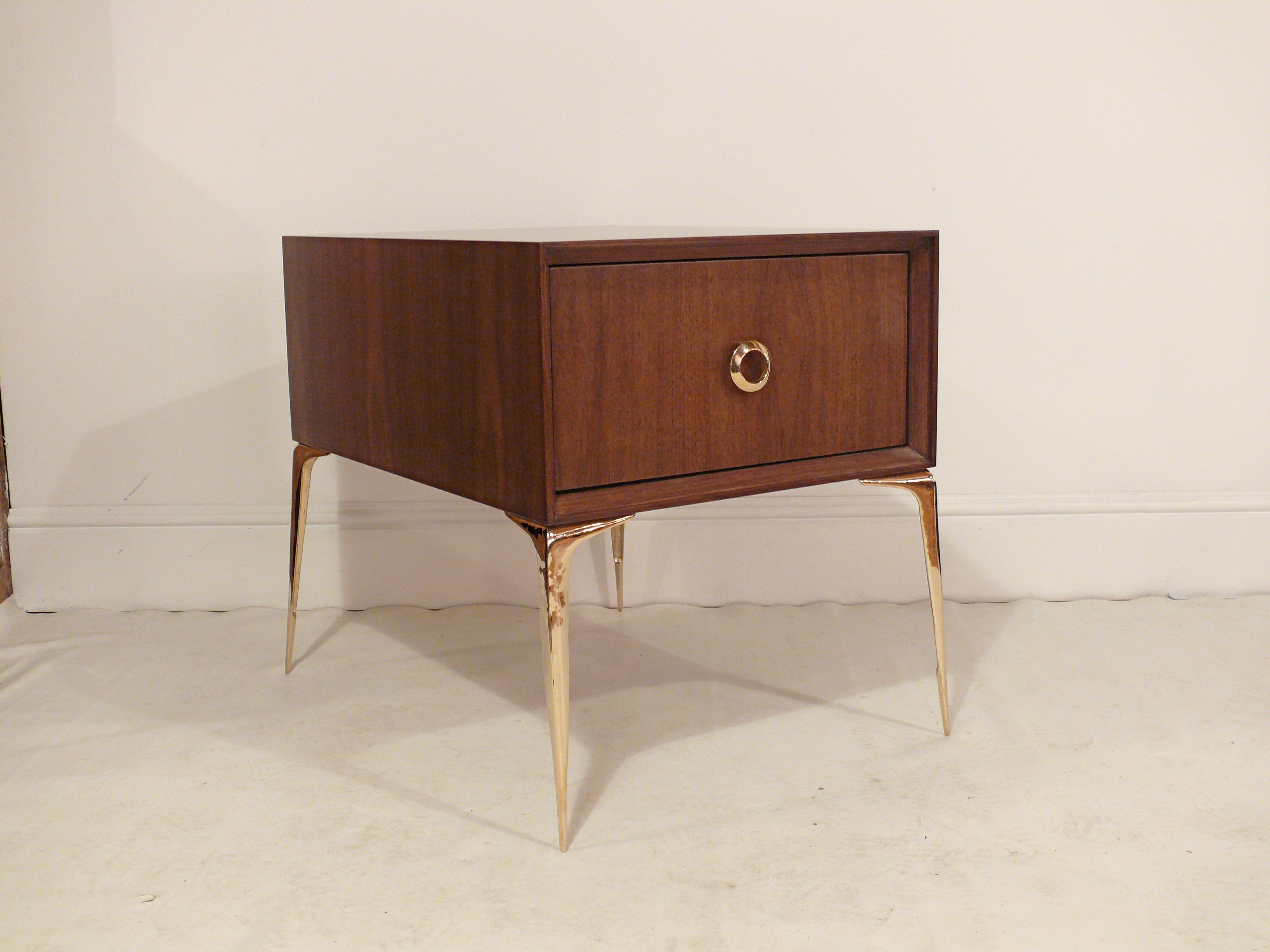 Pair of Stiletto End Tables in Natural Walnut For Sale
