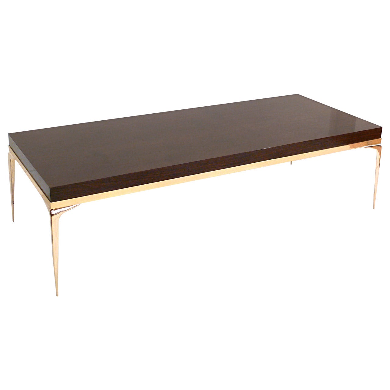 CF MODERN Custom Brass Banded Stiletto Coffee or Cocktail Table For Sale
