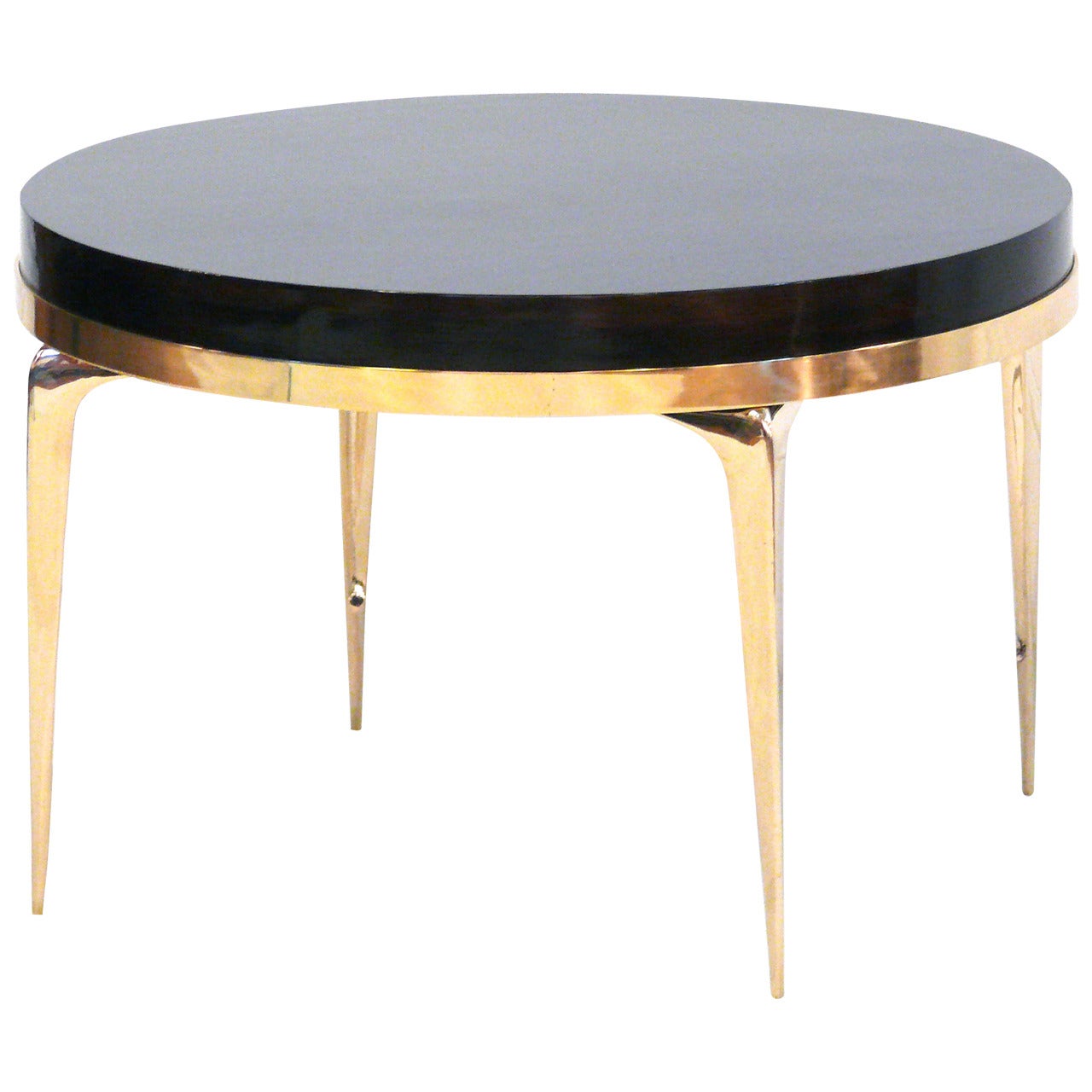 CF MODERN Custom Brass Banded Round Stiletto Side Table For Sale