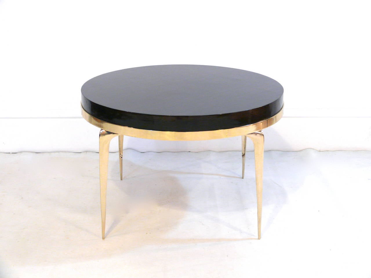 CF MODERN Custom Brass Banded Round Stiletto Side Table For Sale 1