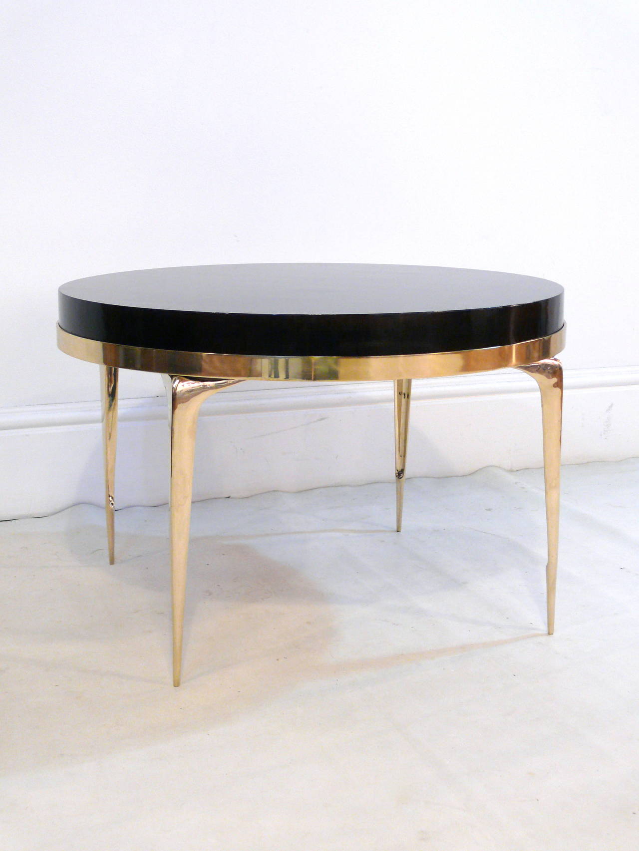 Contemporary CF MODERN Custom Brass Banded Round Stiletto Side Table For Sale