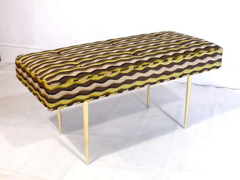 Brass Pair of Gio Tufted Benches For Sale