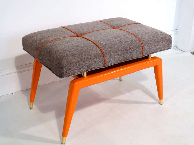 Metal Pair of 'Hermes' Orange Formation Benches