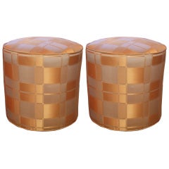 Pair of Barrel Shaped Ottomans