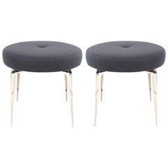 Pair of Stiletto Round Smoke Ottomans 9