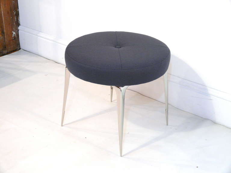 Pair of Stiletto Round Smoke Ottomans In New Condition For Sale In New York, NY