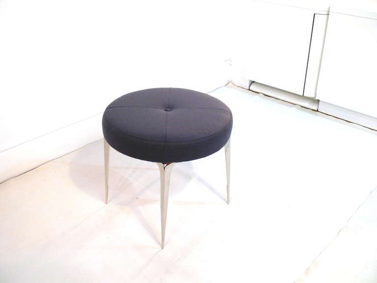 Pair of Stiletto Round Smoke Ottomans For Sale 3