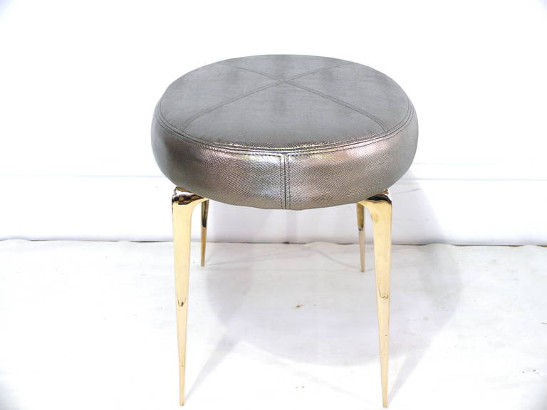 Pair of Oval Stiletto Ottomans For Sale 1