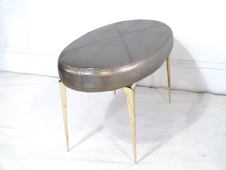 American Pair of Oval Stiletto Ottomans For Sale