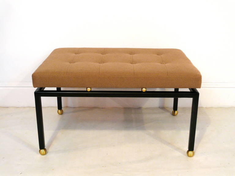 American CF MODERN Custom Brass Ball Foot Bench For Sale