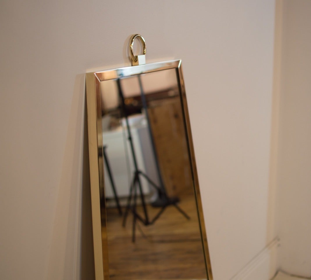 Art Deco CF MODERN Custom Solid Brass Trapezoid Mirror For Sale