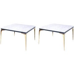 Pair of Marble-Top Stiletto Side Tables