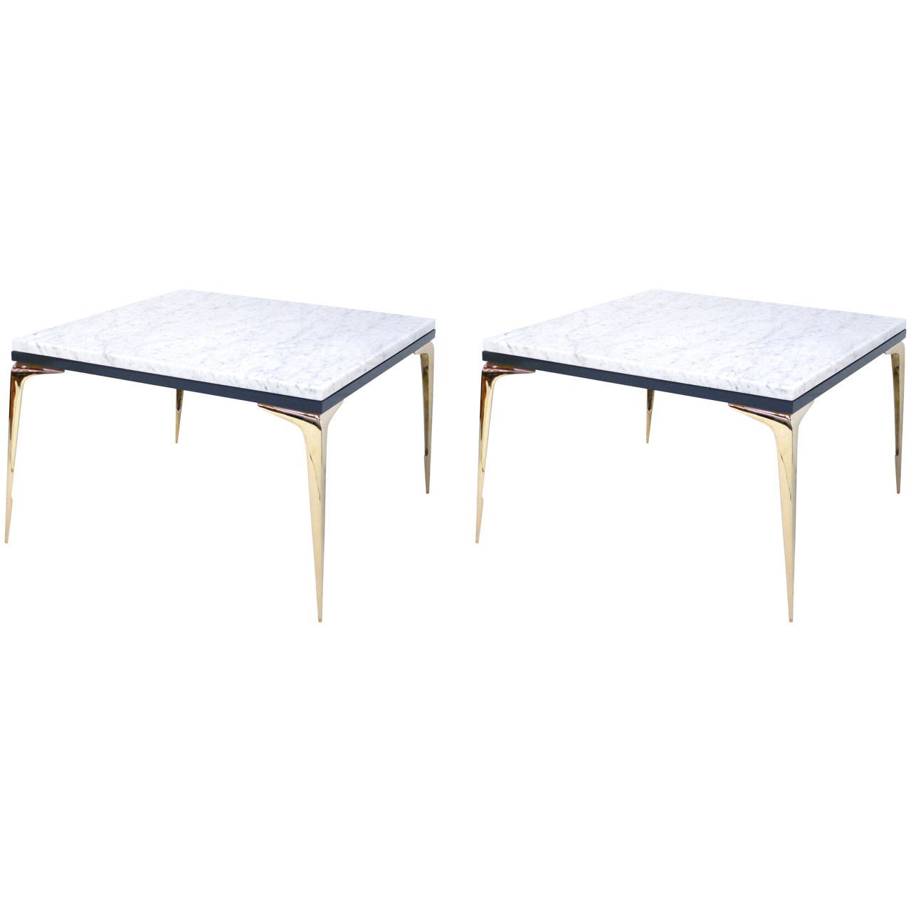 Pair of Marble-Top Stiletto Side Tables