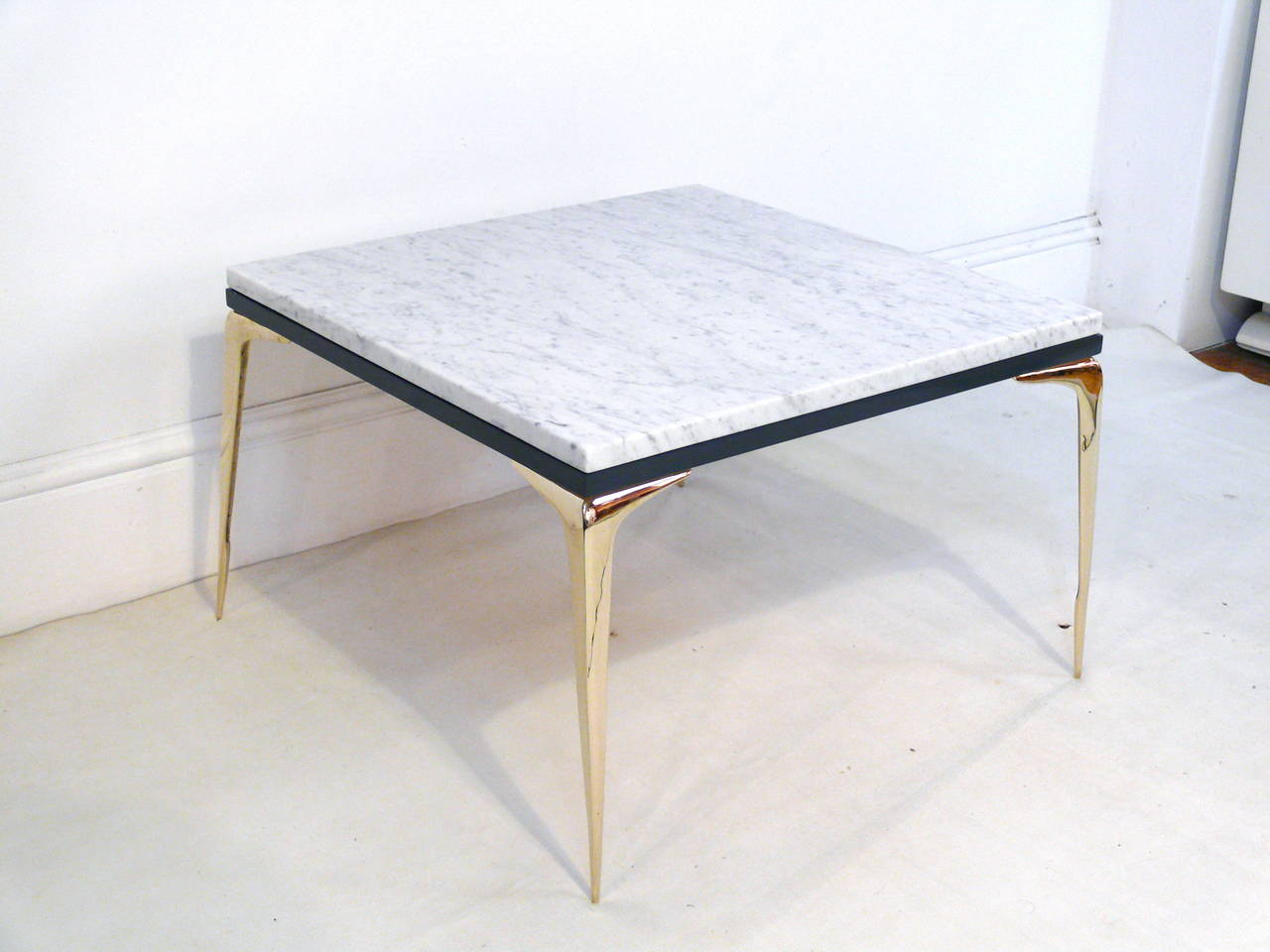 American Pair of Marble-Top Stiletto Side Tables