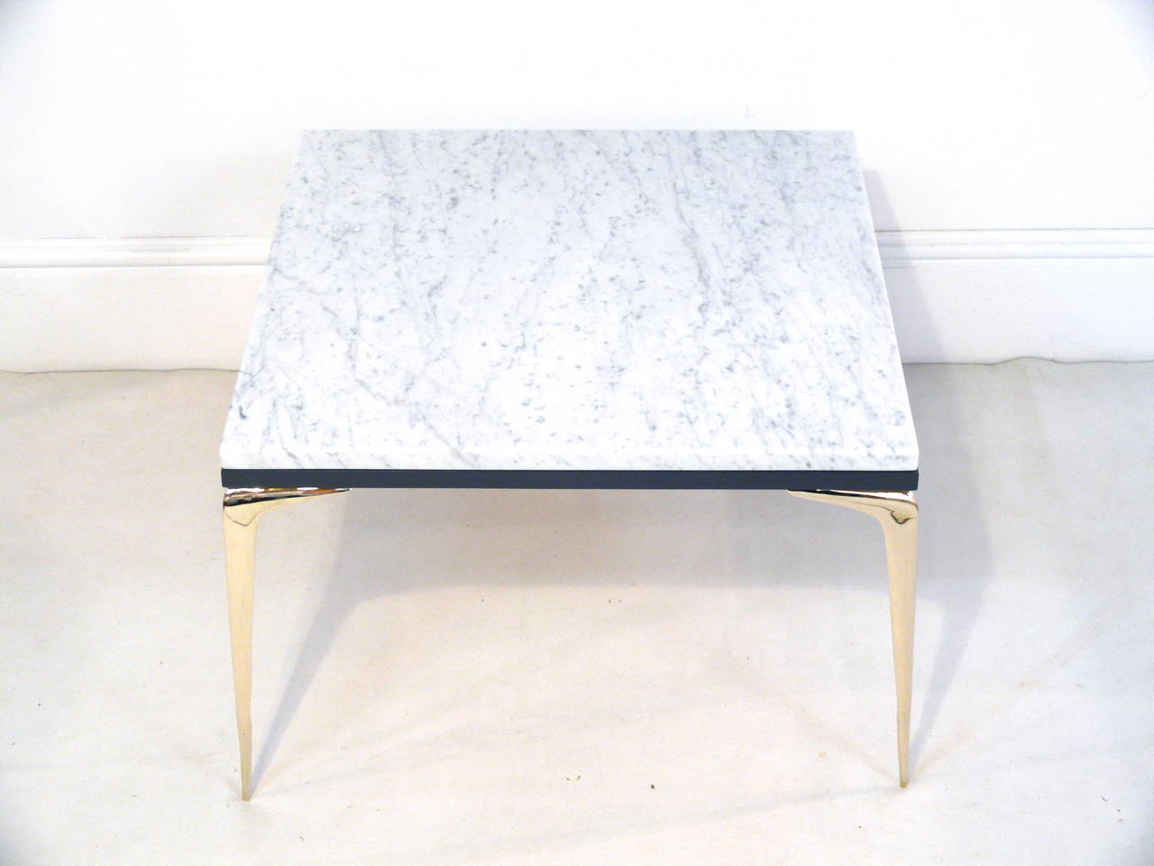 Contemporary Pair of Marble-Top Stiletto Side Tables