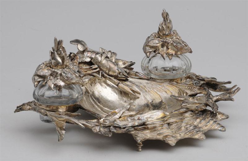 Continental Silver-Plated Encrier (inkwells) For Sale 1