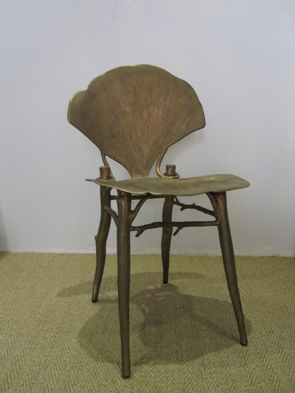 CLAUDE LALANNE (b. 1924) 
'Ginkgo' A Patinated Bronze Side Chair, designed 1996 
number 4 from an edition of 8 
 
stamped CL LALANNE 2007 4/8 E and FIGINI