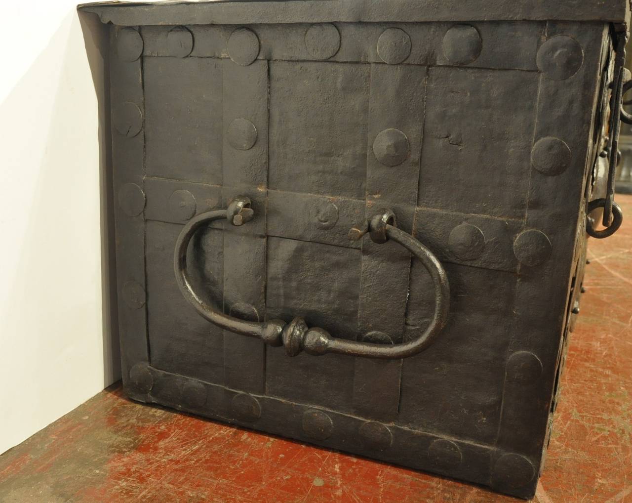 German 18th Century Antique Corsair Nuremberg Wrought Iron Safe Money Chest